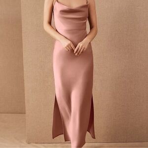 BHLDN Draped Cowl Neck Silky Slip Dress Size 0